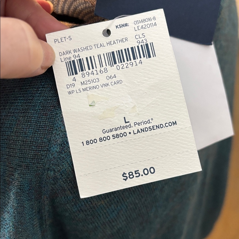 Lands' End Dark Teal Heather Merino Spun Wool Cardigan Sweater - Picture 8 of 12